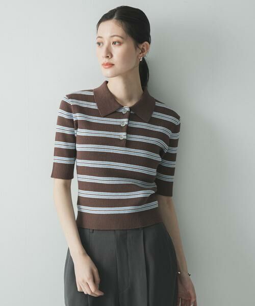URBAN RESEARCH / アーバンリサーチ ニット・セーター | コットンシルクハーフスリーブポロ衿ニット | 詳細11