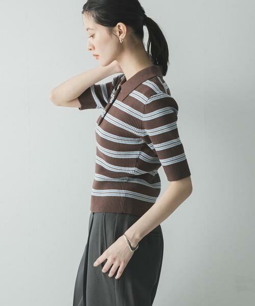 URBAN RESEARCH / アーバンリサーチ ニット・セーター | コットンシルクハーフスリーブポロ衿ニット | 詳細12
