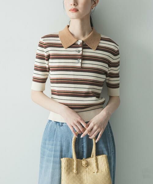 URBAN RESEARCH / アーバンリサーチ ニット・セーター | コットンシルクハーフスリーブポロ衿ニット | 詳細22