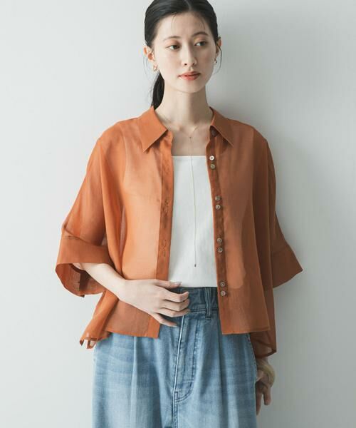 URBAN RESEARCH / アーバンリサーチ シャツ・ブラウス | ハーフスリーブシアーショートシャツ（ブラウン系その他）