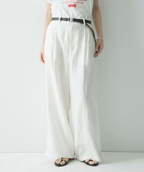URBAN RESEARCH / アーバンリサーチ その他パンツ | 『3サイズ展開』リネンイージーワイドスラックス（オフホワイト）