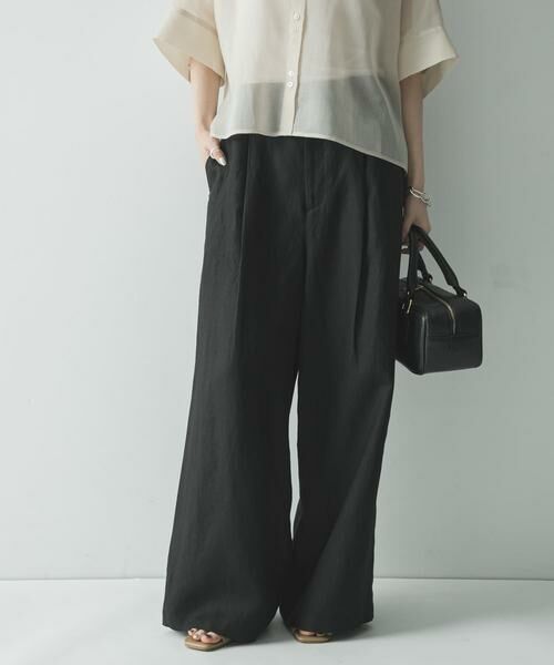 URBAN RESEARCH / アーバンリサーチ その他パンツ | 『3サイズ展開』リネンイージーワイドスラックス（ブラック）