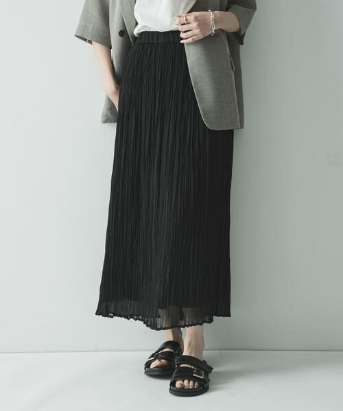 URBAN RESEARCH / アーバンリサーチ スカート | シアープリーツイージースカート（ブラック）