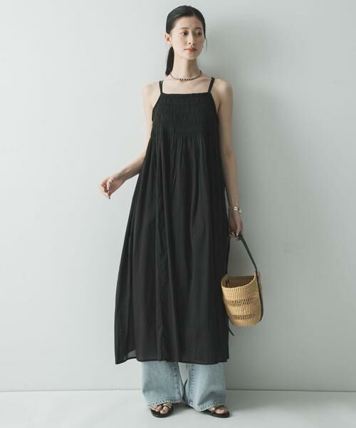 URBAN RESEARCH / アーバンリサーチ ワンピース | コットンギャザーキャミワンピース（ブラック）