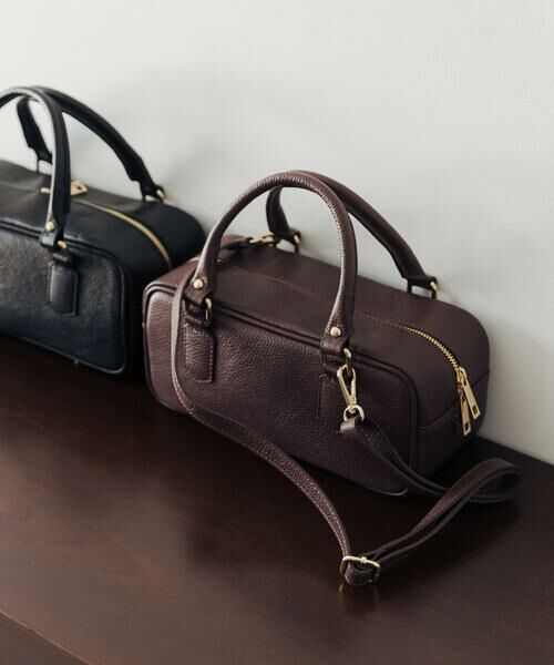 URBAN RESEARCH / アーバンリサーチ ハンドバッグ | レザースクエアボストンバッグ（ブラウン）