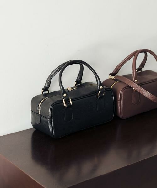 URBAN RESEARCH / アーバンリサーチ ハンドバッグ | レザースクエアボストンバッグ（ブラック）