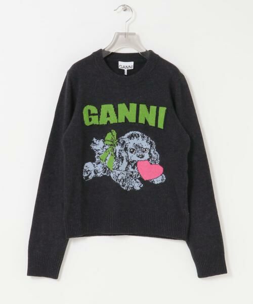 URBAN RESEARCH / アーバンリサーチ ニット・セーター | GANNI　Graphic Wool Mix Puppy（チャコールグレー）