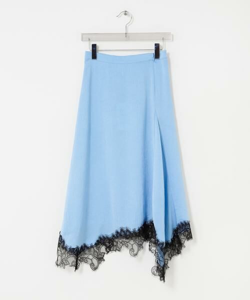 URBAN RESEARCH / アーバンリサーチ ミニ・ひざ丈スカート | BAUM UND PFERDGARTEN　CRINKLED SATIN SKIRT（ブルー）