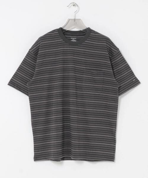 URBAN RESEARCH / アーバンリサーチ Tシャツ | ANOTHER OFFICE　O.MULTI STRIPE POCKET T-SHIRTS（スミクロ）