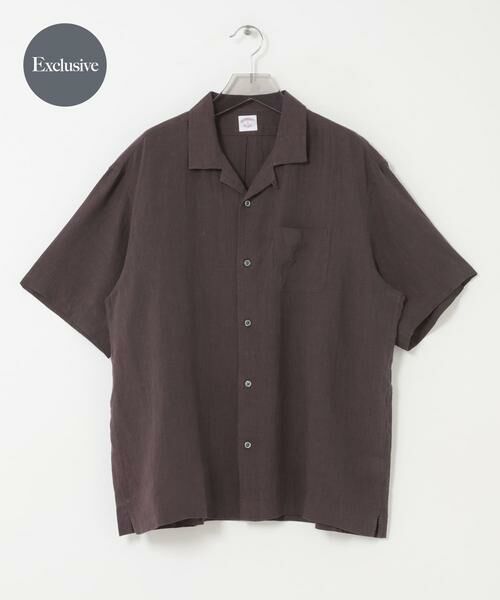 URBAN RESEARCH / アーバンリサーチ シャツ・ブラウス | 『別注』BROOKS BROTHERS×URBAN RESEARCH LINEN CAMP SHIRTS SHORT-SLEEVE(ボルドー)