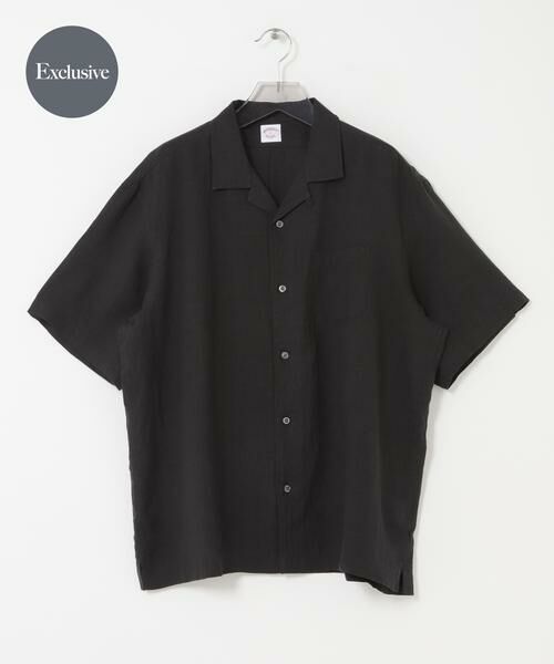 URBAN RESEARCH / アーバンリサーチ シャツ・ブラウス | 『別注』BROOKS BROTHERS×URBAN RESEARCH LINEN CAMP SHIRTS SHORT-SLEEVE(ブラック)