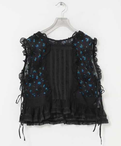 URBAN RESEARCH / アーバンリサーチ シャツ・ブラウス | crinkle crinkle crinkle　SHEER FLOWER VEST BLOUSE（ブラック）
