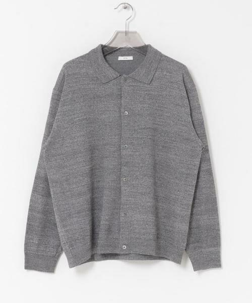 URBAN RESEARCH / アーバンリサーチ ニット・セーター | ATON　C/W BOUCLE POLO CARDIGAN（グレー）