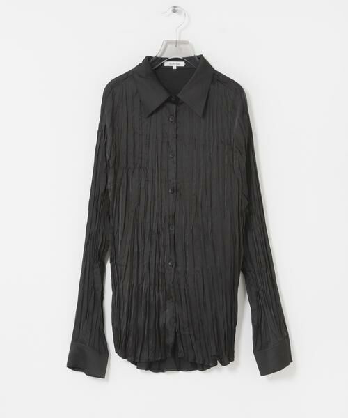 URBAN RESEARCH / アーバンリサーチ シャツ・ブラウス | Studio Doe　SATIN PLEATED SHIRTS（ブラック）
