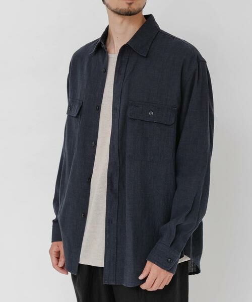 URBAN RESEARCH / アーバンリサーチ シャツ・ブラウス | SANDWASH LINEN WORK SHIRTS（ネイビー）