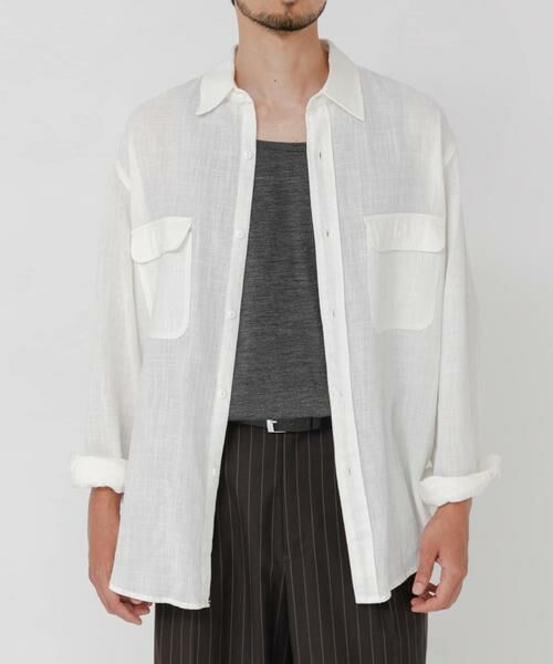 URBAN RESEARCH / アーバンリサーチ シャツ・ブラウス | SANDWASH LINEN WORK SHIRTS（ホワイト）