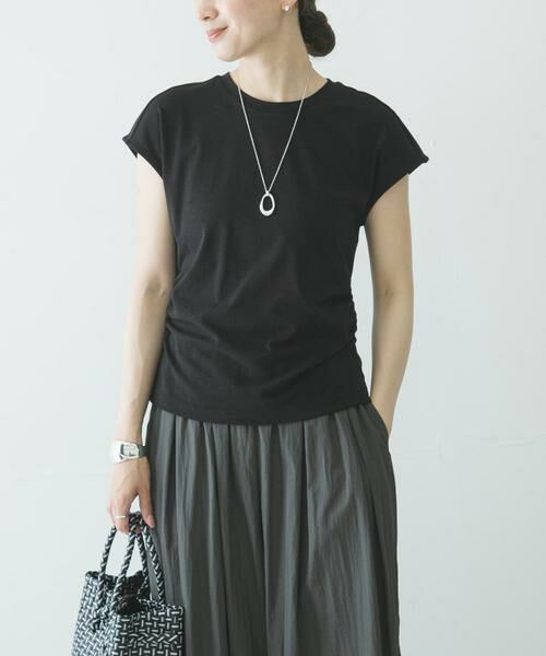 URBAN RESEARCH / アーバンリサーチ Tシャツ | サイドギャザーカットソー（ブラック）