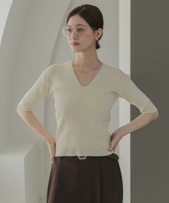 URBAN RESEARCH / アーバンリサーチ ニット・セーター | Vネックハーフスリーブリブニット