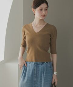 URBAN RESEARCH / アーバンリサーチ ニット・セーター | Vネックハーフスリーブリブニット