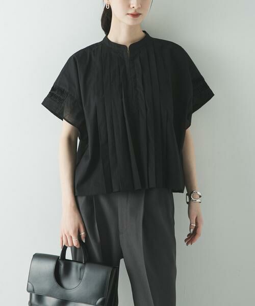 URBAN RESEARCH / アーバンリサーチ シャツ・ブラウス | ハーフスリーブタックショートシャツ（ブラック）