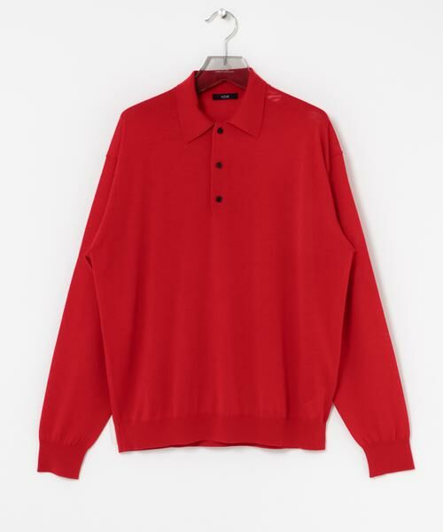 URBAN RESEARCH / アーバンリサーチ ニット・セーター | YLEVE　W/S CASHMERE  KNIT POLO（レッド）