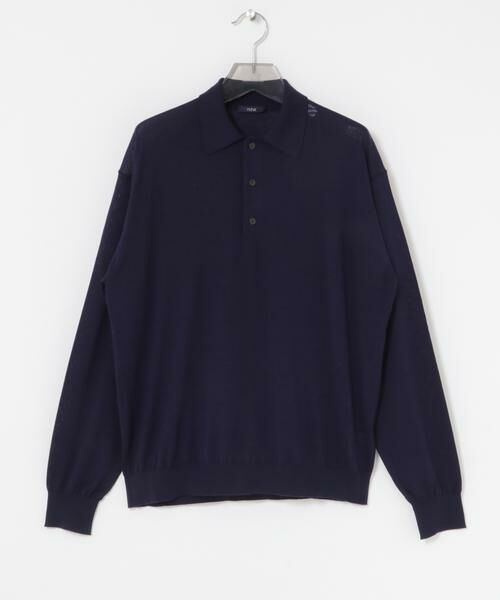 URBAN RESEARCH / アーバンリサーチ ニット・セーター | YLEVE　W/S CASHMERE  KNIT POLO（ネイビー）