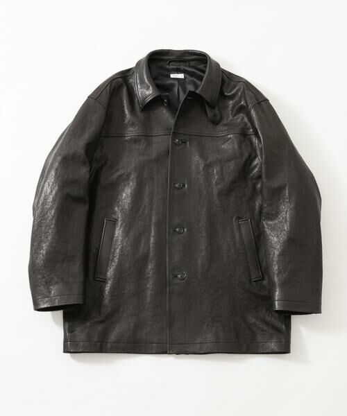 URBAN RESEARCH / アーバンリサーチ レザーブルゾン・ジャケット | ANOTHER OFFICE　LEATHER CAR COAT（ブラック）