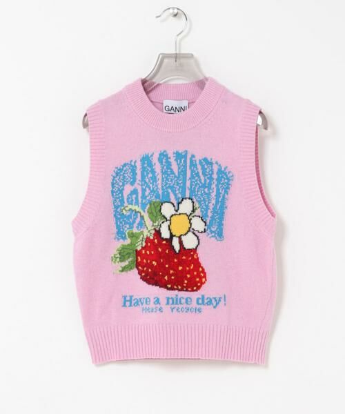 URBAN RESEARCH / アーバンリサーチ ベスト | GANNI　GRAPHIC WOOL VEST（ピンク）