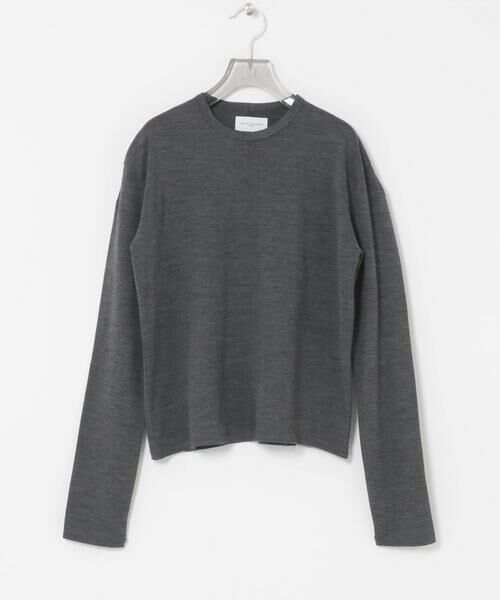 URBAN RESEARCH / アーバンリサーチ Tシャツ | new basic　WASHABLE WOOL STRUCT TOPS（チャコールグレー）