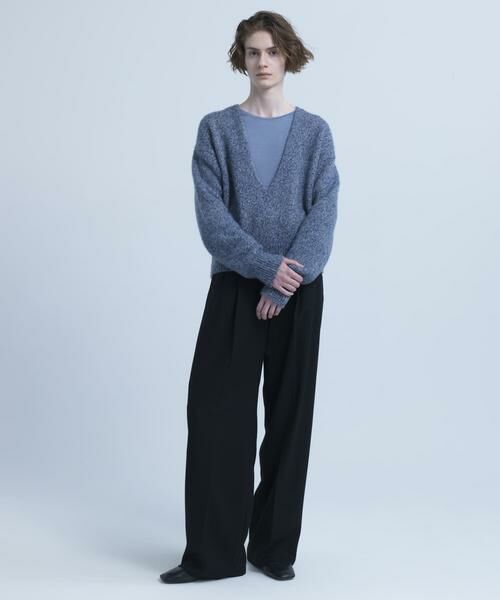 URBAN RESEARCH / アーバンリサーチ ニット・セーター | new basic　CASHMERE SILK DEEP V-NECK KNIT（ブルー）