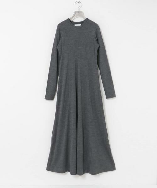 URBAN RESEARCH / アーバンリサーチ ワンピース | new basic　WASHABLE WOOL LONG-SLEEVE ONE-PIECE（チャコールグレー）