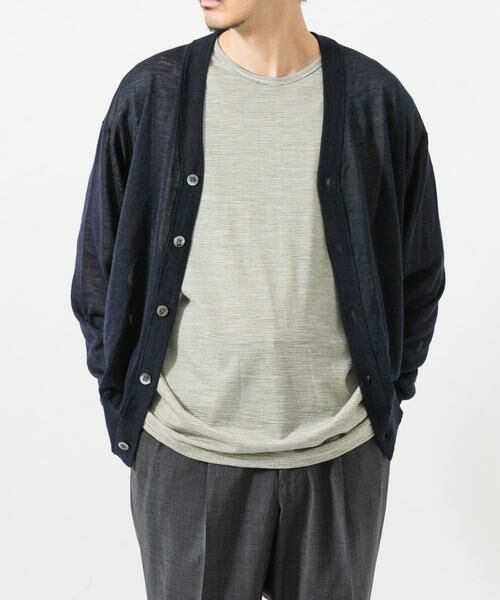 URBAN RESEARCH / アーバンリサーチ ニット・セーター | RAMIE SHEER CARDIGAN（ネイビー）