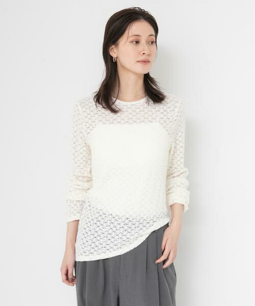 URBAN RESEARCH / アーバンリサーチ Tシャツ | ストレッチレースカットソー（オフホワイト）