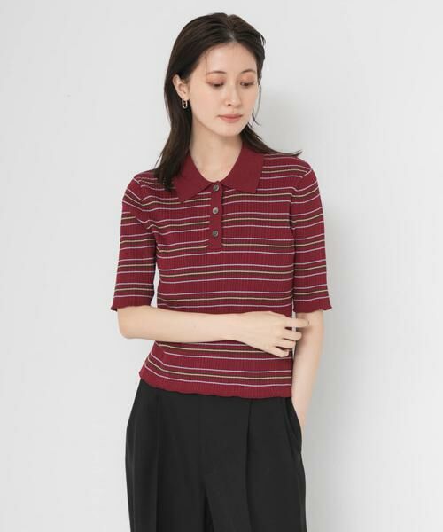 URBAN RESEARCH / アーバンリサーチ ポロシャツ | ランダムリブポロ衿ニット（レッド系その他）