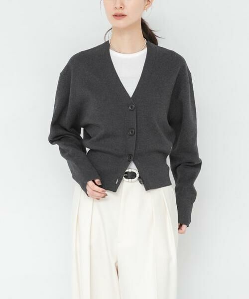 URBAN RESEARCH / アーバンリサーチ カーディガン・ボレロ | コットンカシミヤＶネックショートカーディガン（チャコールグレー）