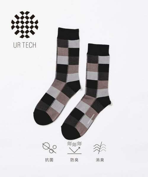 URBAN RESEARCH / アーバンリサーチ ソックス | 『UR TECH』ランダムチェックソックス（ブラック）