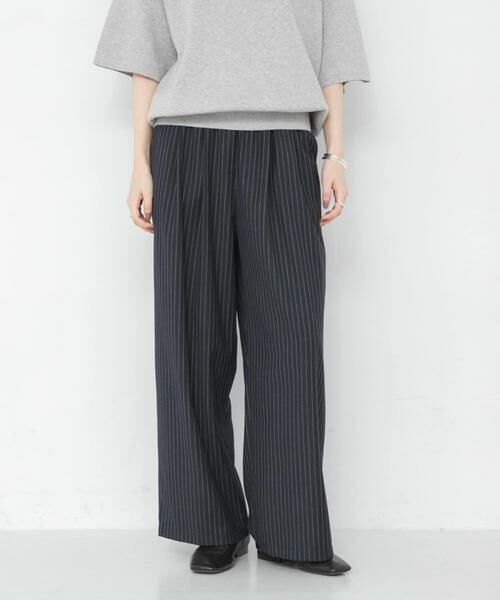 URBAN RESEARCH / アーバンリサーチ その他パンツ | 『UR TECH SMOOTHLUXE』ウール混タックギャザーストレートパンツ(ブルー系その他)