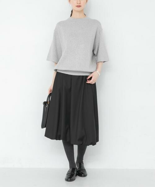 URBAN RESEARCH / アーバンリサーチ ミニ・ひざ丈スカート | 『UR TECH SMOOTHLUXE』ウール混バルーンギャザースカート | 詳細4