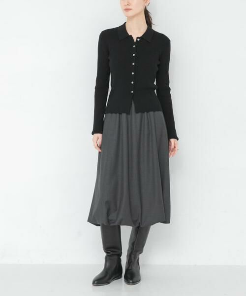 URBAN RESEARCH / アーバンリサーチ ミニ・ひざ丈スカート | 『UR TECH SMOOTHLUXE』ウール混バルーンギャザースカート | 詳細10
