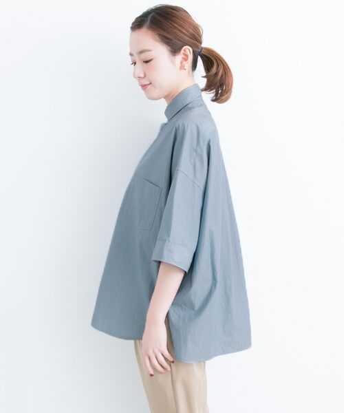 TICCA 青 プルオーバーシャツ　リネンシャツ TICCA 青 プルオーバーシャツ リネンシャツ