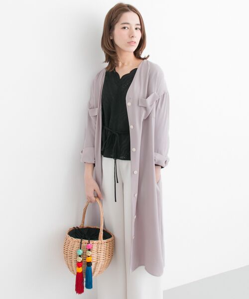 ＊＊URBAN RESEARCH / アーバンリサーチ ワンピース | 胸ポケット付ガウンワンピース（PURPLE.GRY）