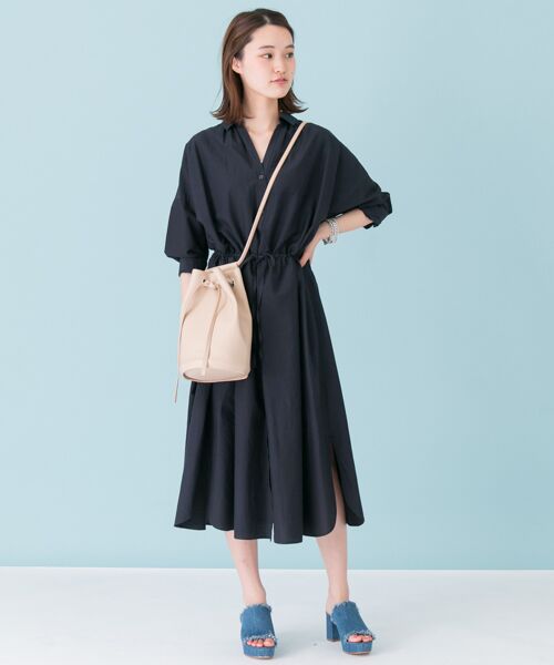 新品　定価38000円　エヴァムエヴァ　キュプラシルク シャツワンピース　日本製 24AW]GENTLE SILKシャツワンピース【セットアップ対応】（シャツ