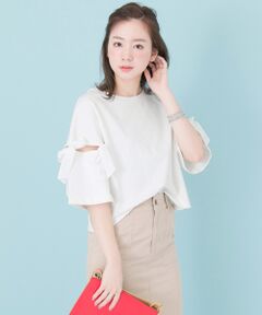 袖リボンカットソー