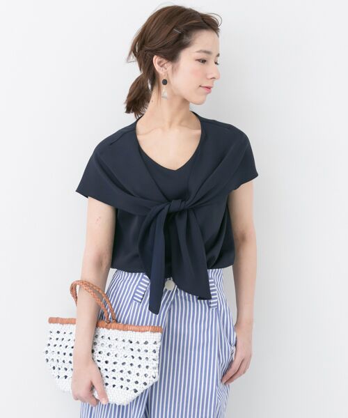 ＊＊URBAN RESEARCH / アーバンリサーチ シャツ・ブラウス | 前結びドビークロスブラウス（NAVY）