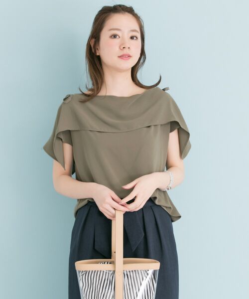＊＊URBAN RESEARCH / アーバンリサーチ シャツ・ブラウス | オープンショルダー肩リボンブラウス（KHAKI）