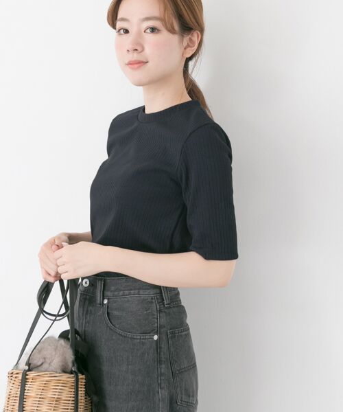 ＊＊URBAN RESEARCH / アーバンリサーチ Tシャツ | 機能素材ワイドリブカットソー（BLACK）