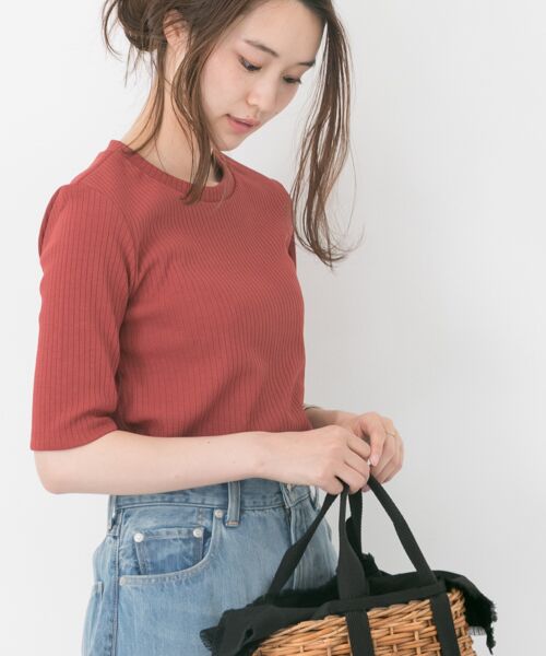 ＊＊URBAN RESEARCH / アーバンリサーチ Tシャツ | 機能素材ワイドリブカットソー（D.RED）