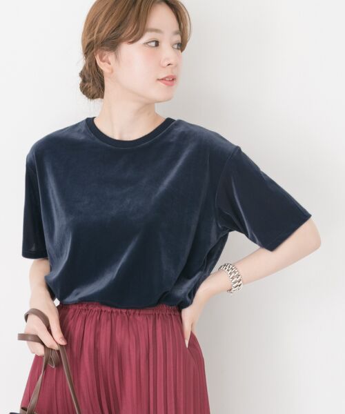 ＊＊URBAN RESEARCH / アーバンリサーチ Tシャツ | ベロアTシャツ（NAVY）