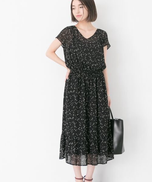 ＊＊URBAN RESEARCH / アーバンリサーチ ワンピース | ランダムドットギャザーワンピース（BLK×WHT）