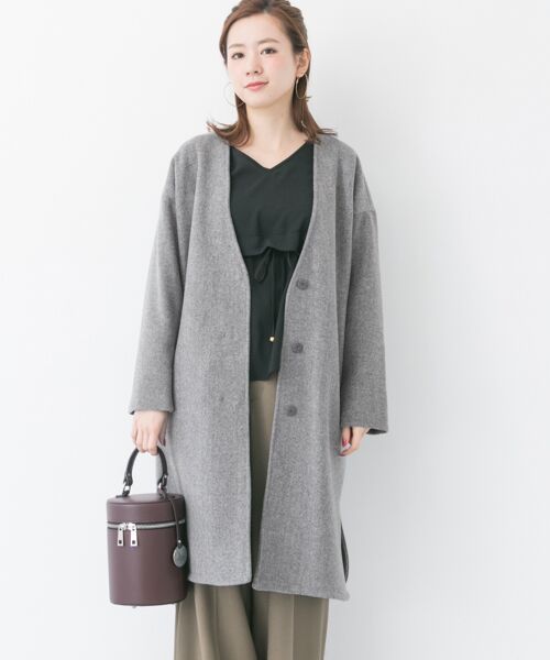 ＊＊URBAN RESEARCH / アーバンリサーチ その他アウター | 【WEB限定】メルトンジャージーVネックコート（グレー）